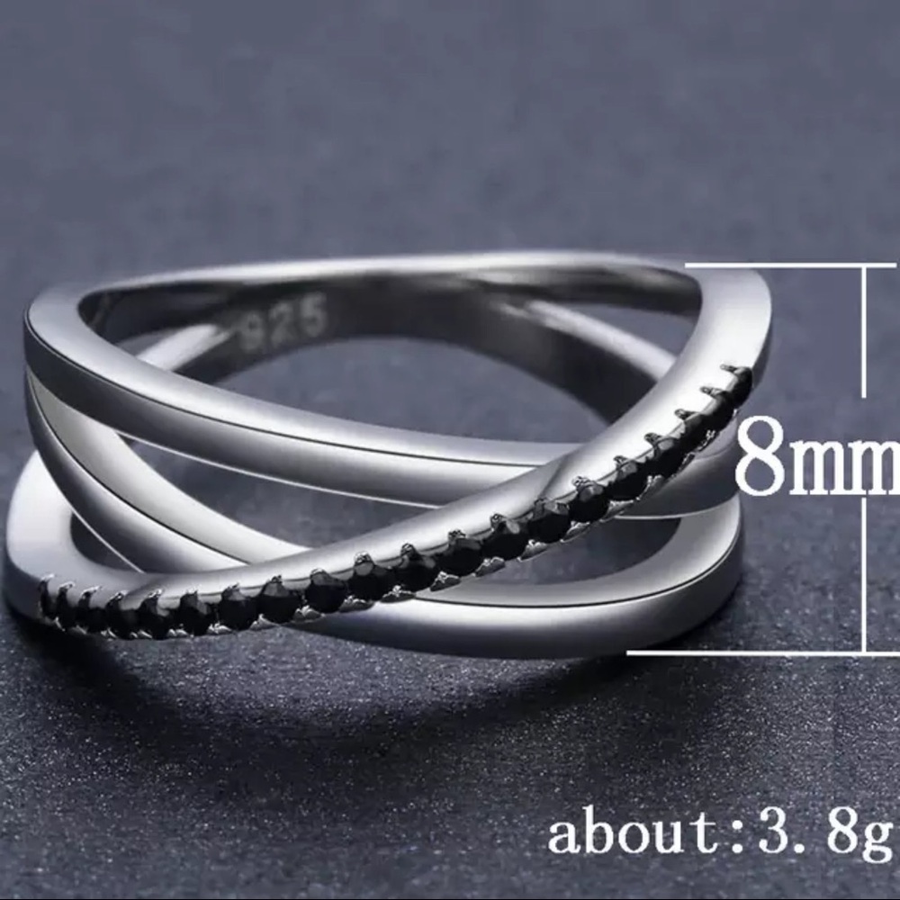 New Women’s 925 Silver Stackable Sapphire Ring - Picture 3 of 4